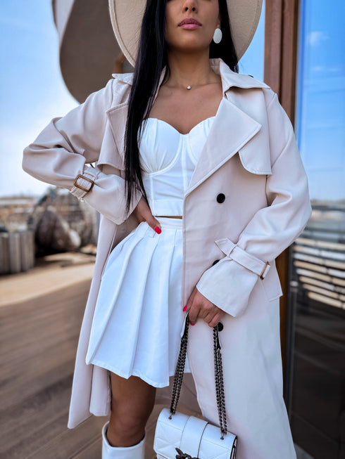 Extended trench coat "Spring season 6180" - beige